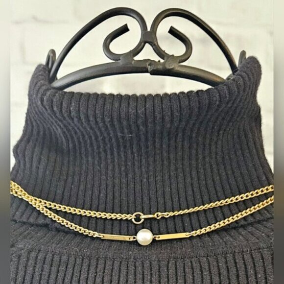 Vintage Gold Tone Faux Pearl Long Layering Necklace – Single or Double Strand - Picture 5 of 6